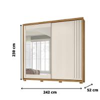 Guarda Roupa Moval Dhara 2 Portas Deslizantes Com 3 Espelhos Freijo-off White - 4