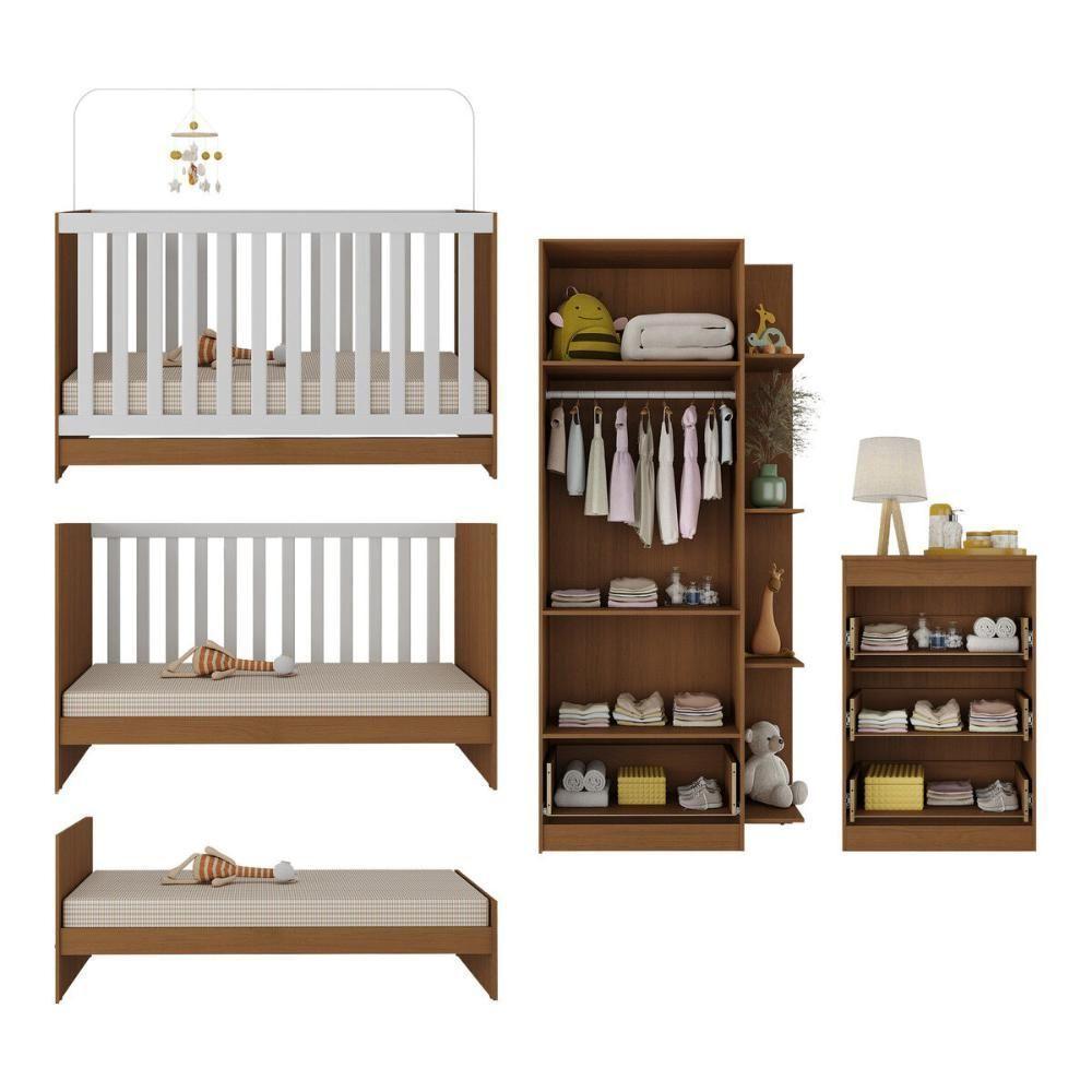 Quarto Infantil Completo Com Colchão Incluso Doce De Leite Multimóveis Mp4238 Madeirado/branco - 4