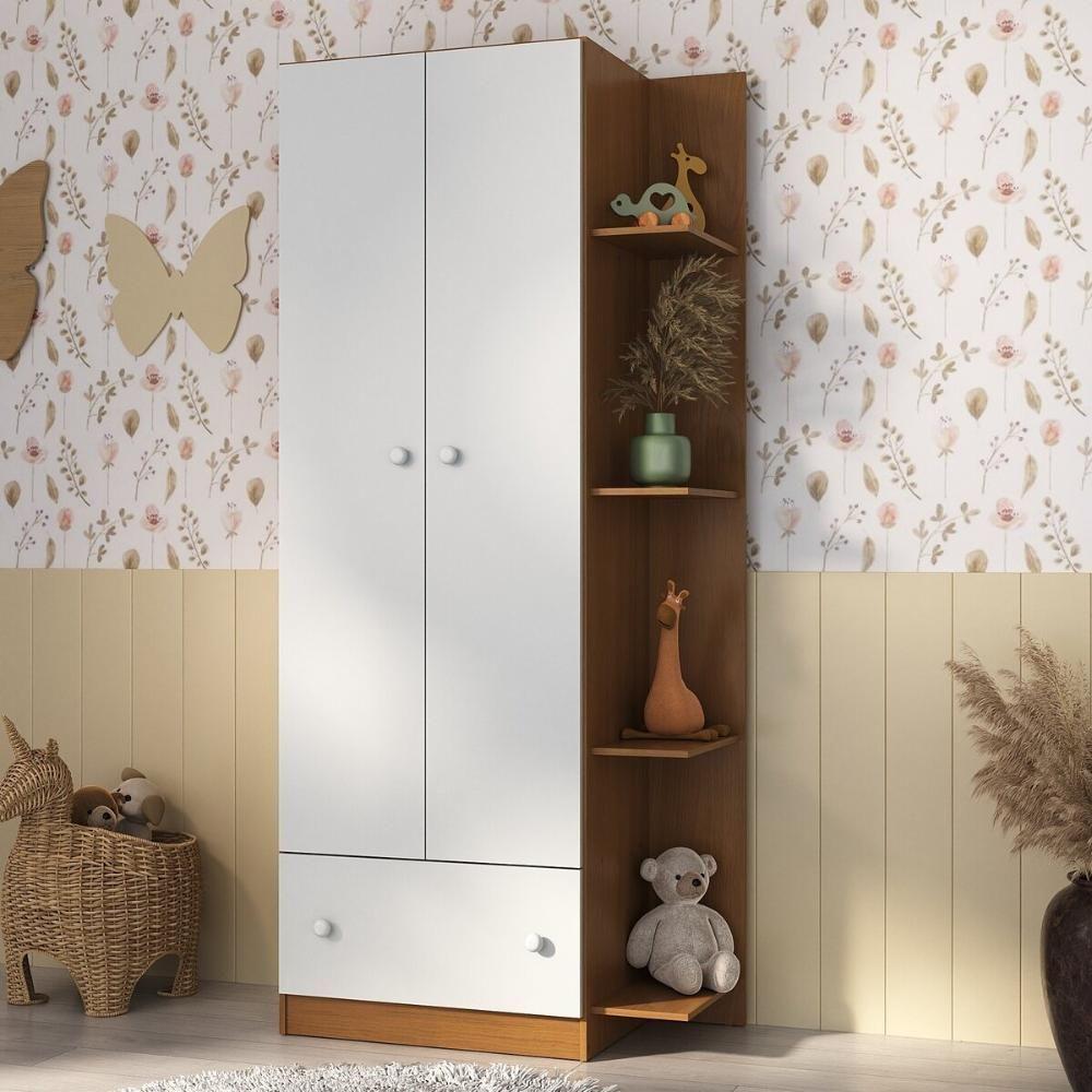 Guarda-roupas Infantil 2 Portas E 1 Gaveta Doce De Leite Multimóveis Mp4236 Madeirado/branco - 7