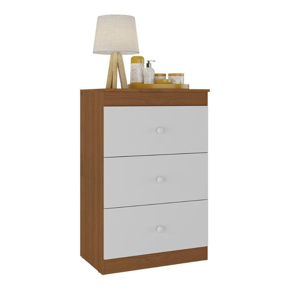 Cômoda Infantil Com 3 Gavetas Doce De Leite Multimóveis Mp2676 Madeirado/branco Madeirado/branco - 1