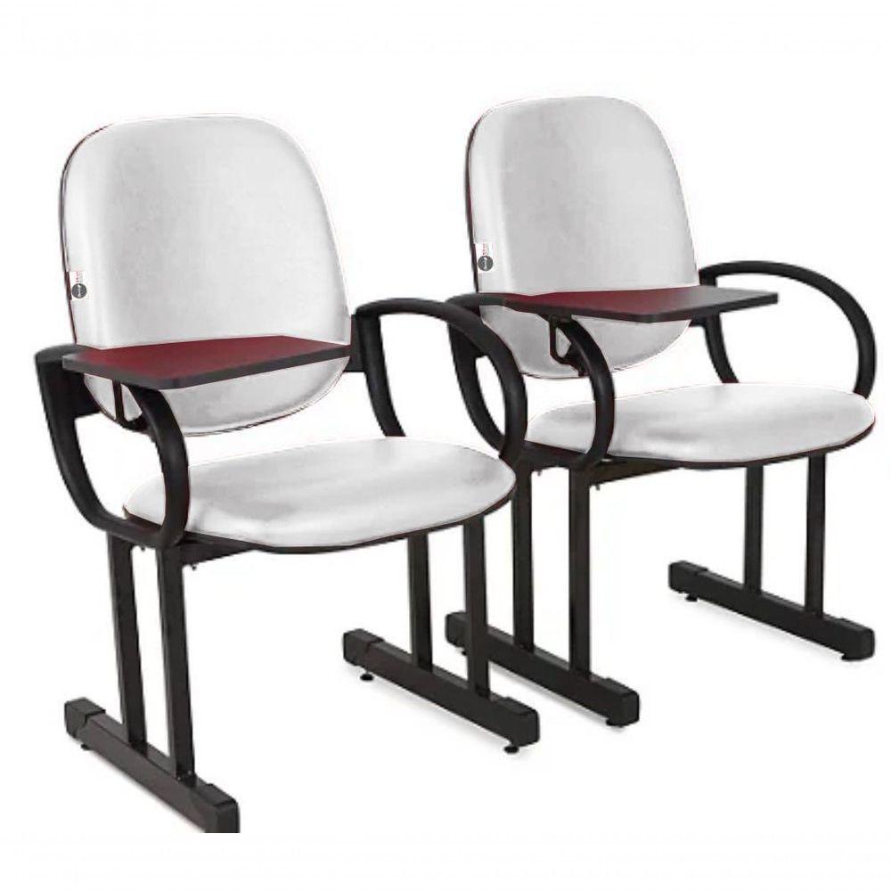 02 Cadeiras Para Auditório Com Prancheta Linha Dallas Auditório Branco - 1