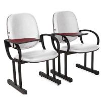 02 Cadeiras Para Auditório Com Prancheta Linha Dallas Auditório Branco - 1