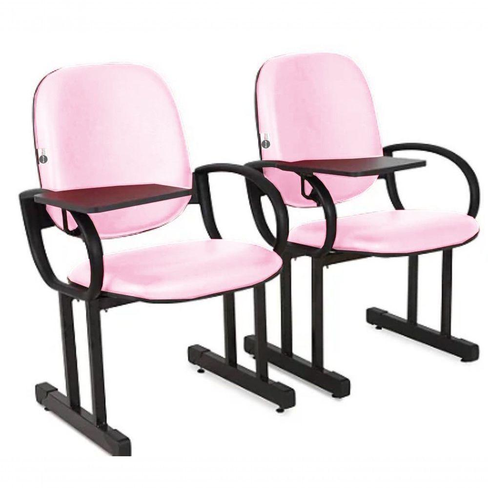 01 Cadeira Para Auditório Com Prancheta Linha Dallas Auditório Rosa - 2