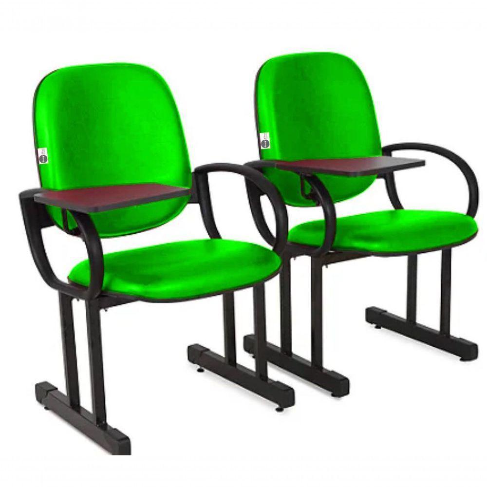 01 Cadeira Para Auditório Com Prancheta Linha Dallas Auditório Verde - 2
