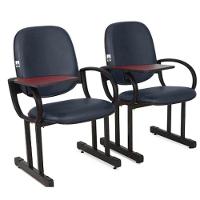 02 Cadeiras Para Auditório Com Prancheta Linha Dallas Auditório Azul - 1