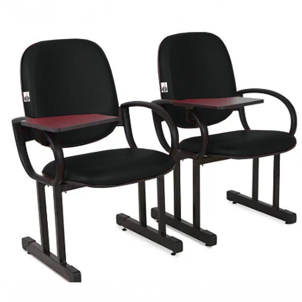 01 Cadeira Para Auditório Com Prancheta Linha Dallas Auditório Preto - 5