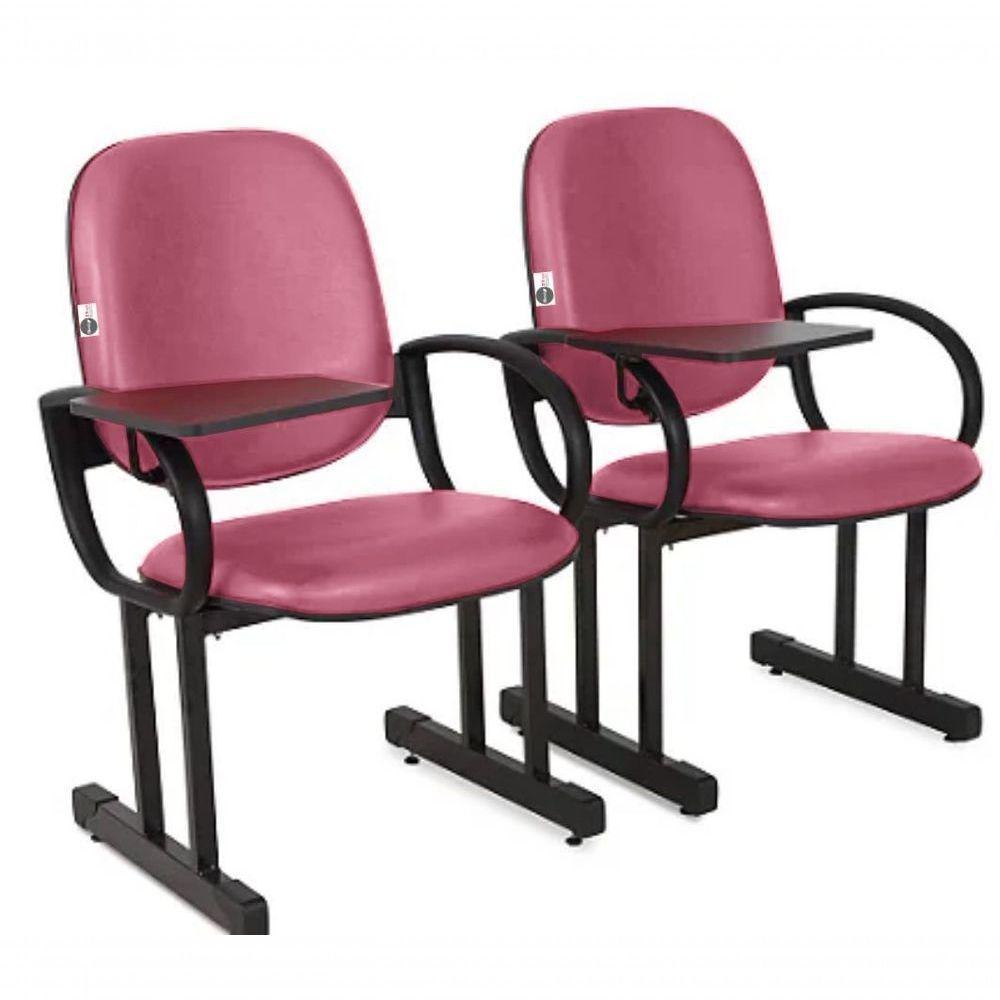 01 Cadeira Para Auditório Com Prancheta Linha Dallas Auditório Rosa - 2