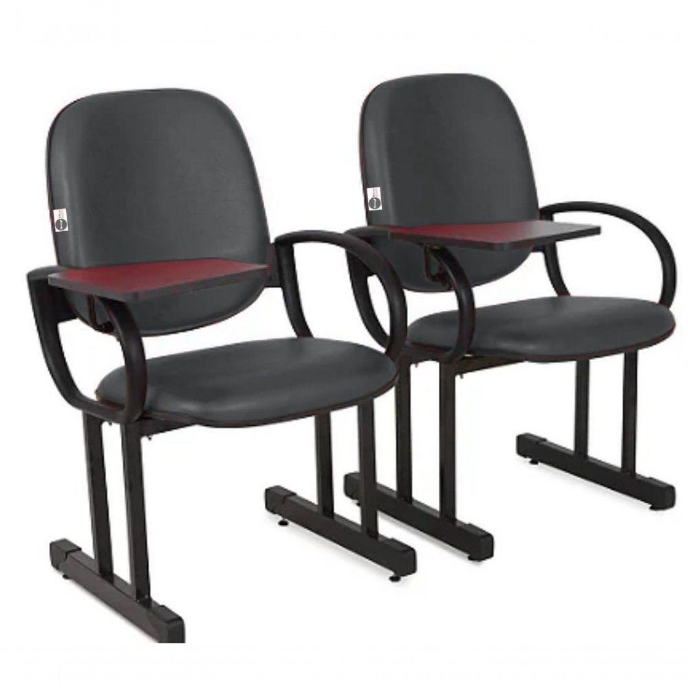 01 Cadeira Para Auditório Com Prancheta Linha Dallas Auditório Marrom - 2