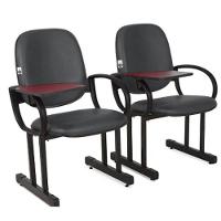 01 Cadeira Para Auditório Com Prancheta Linha Dallas Auditório Marrom - 2