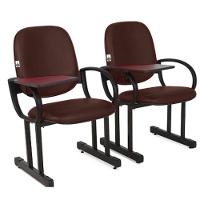 01 Cadeira Para Auditório Com Prancheta Linha Dallas Auditório Vermelho