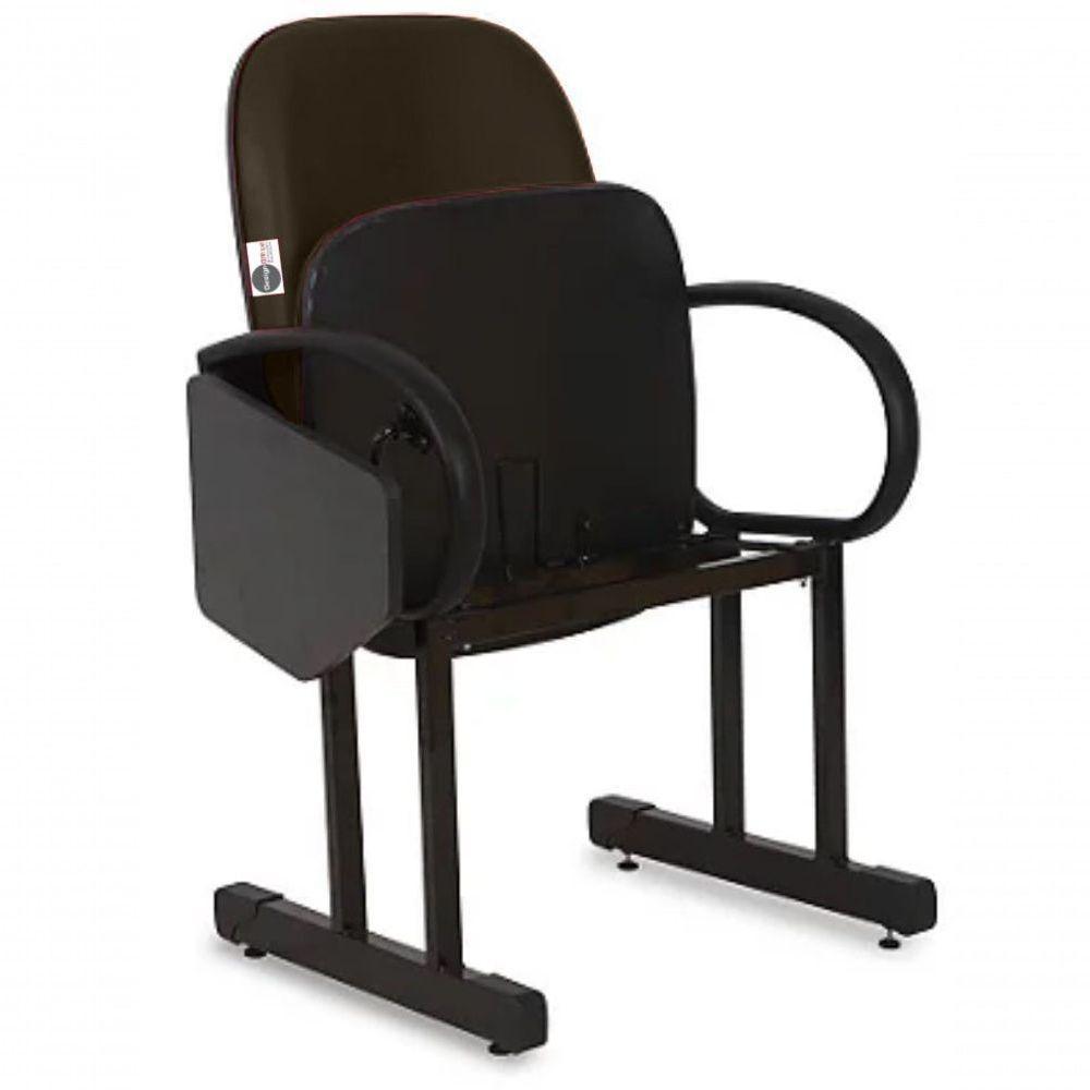 01 Cadeira Para Auditório Com Prancheta Linha Dallas Auditório Marrom - 4