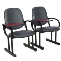 01 Cadeira Para Auditório Com Prancheta Linha Dallas Auditório Cinza - 3