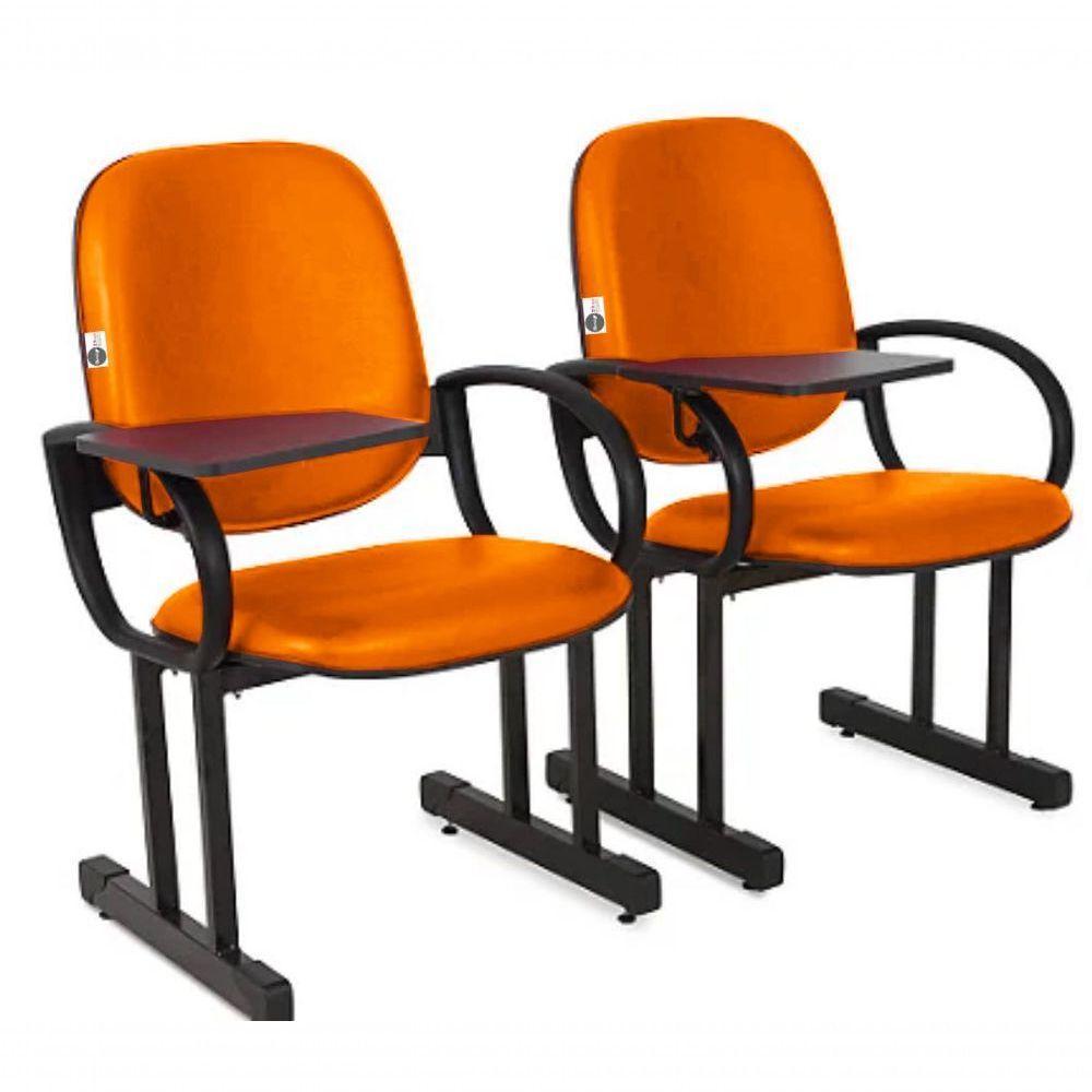 01 Cadeira Para Auditório Com Prancheta Linha Dallas Auditório Laranja - 3