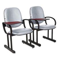 01 Cadeira Para Auditório Com Prancheta Linha Dallas Auditório Cinza - 2