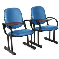 01 Cadeira Para Auditório Com Prancheta Linha Dallas Auditório Azul - 2