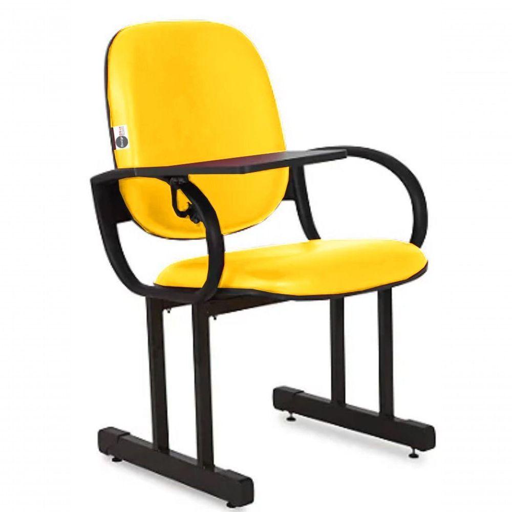 01 Cadeira Para Auditório Com Prancheta Linha Dallas Auditório Amarelo - 1