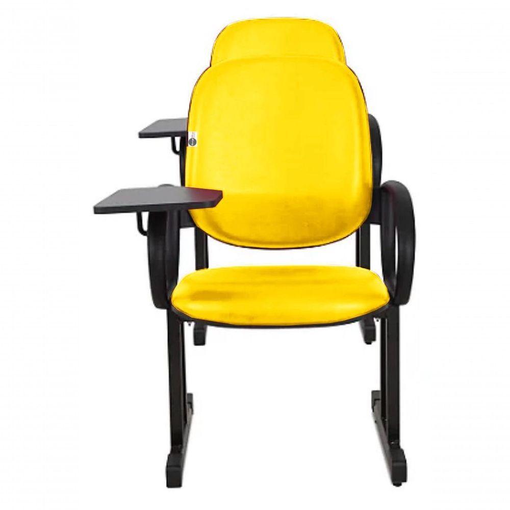 01 Cadeira Para Auditório Com Prancheta Linha Dallas Auditório Amarelo - 3