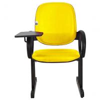 01 Cadeira Para Auditório Com Prancheta Linha Dallas Auditório Amarelo