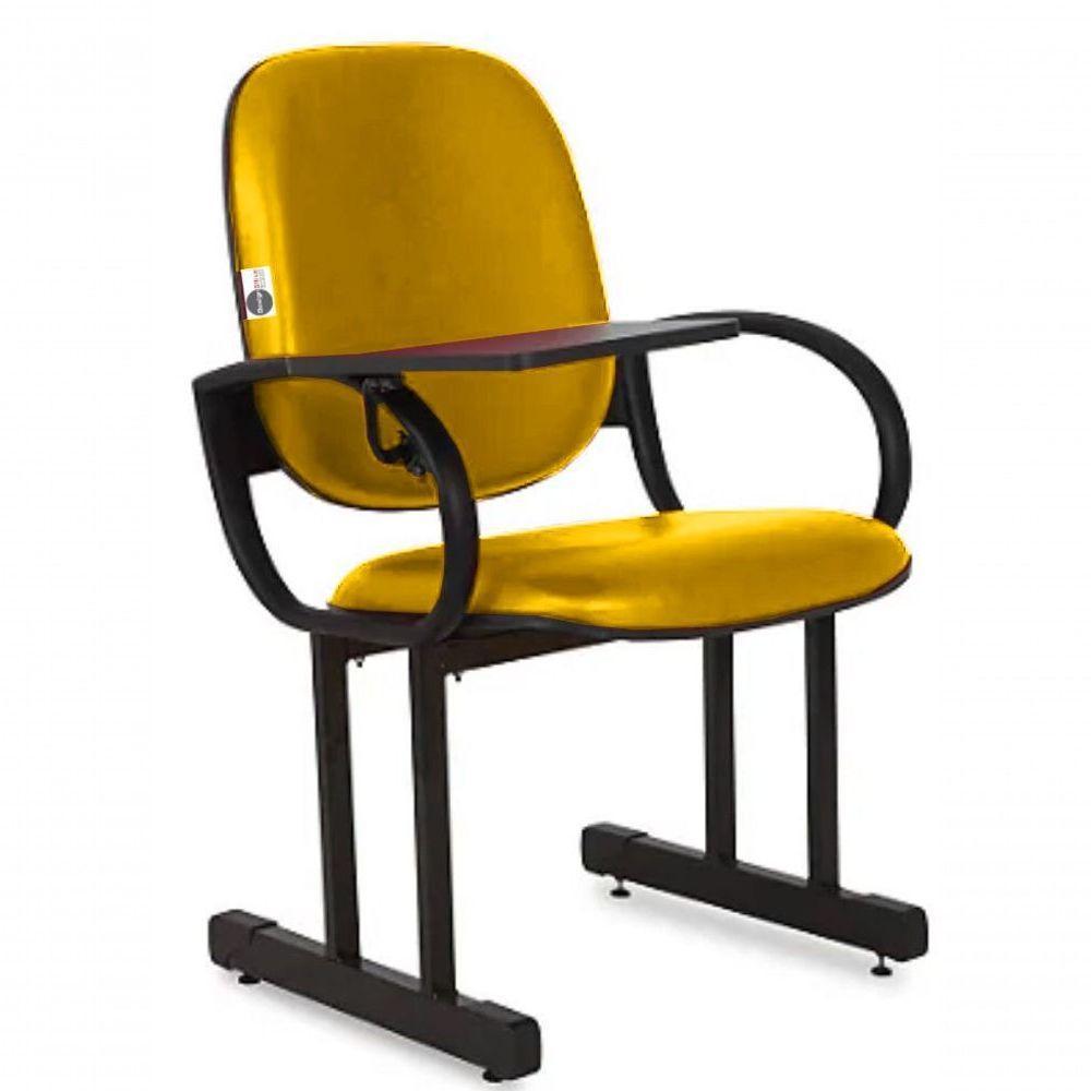 01 Cadeira Para Auditório Com Prancheta Linha Dallas Auditório Amarelo - 1