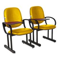 01 Cadeira Para Auditório Com Prancheta Linha Dallas Auditório Amarelo - 2