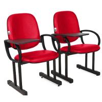 02 Cadeiras Para Auditório Com Prancheta Linha Dallas Auditório Vermelho - 1