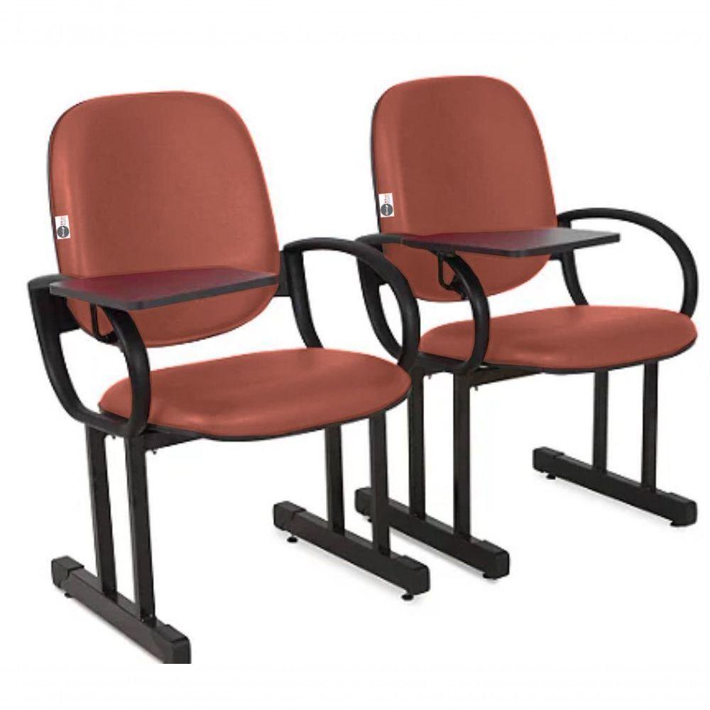 02 Cadeiras Para Auditório Com Prancheta Linha Dallas Auditório Vermelho - 1