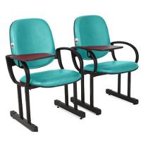 02 Cadeiras Para Auditório Com Prancheta Linha Dallas Auditório Verde - 1