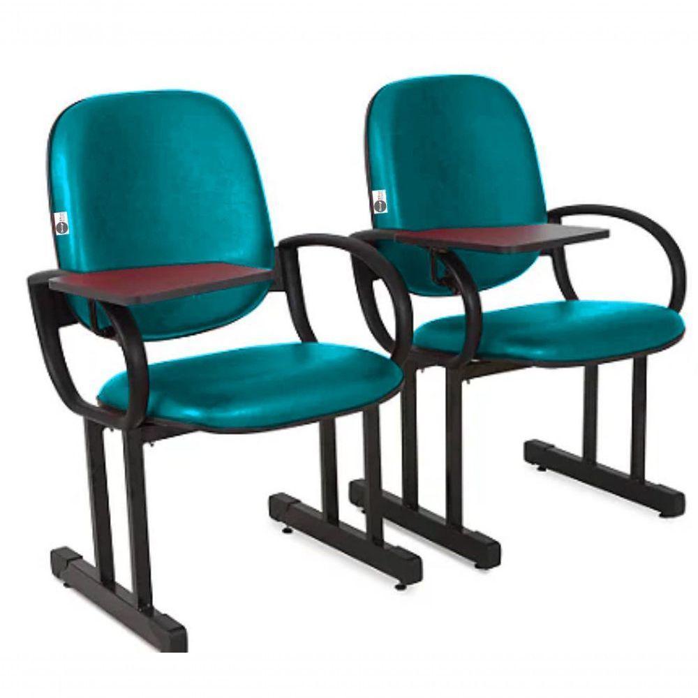 02 Cadeiras Para Auditório Com Prancheta Linha Dallas Auditório Verde - 1