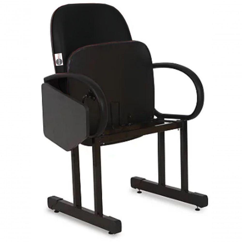 02 Cadeiras Para Auditório Com Prancheta Linha Dallas Auditório Preto - 3