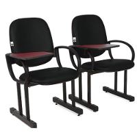 02 Cadeiras Para Auditório Com Prancheta Linha Dallas Auditório Preto - 1