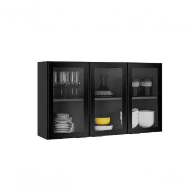 Armário Aéreo Alto Com vidro Cozinhas Itatiaia Exclusive 3 Portas Grafite
