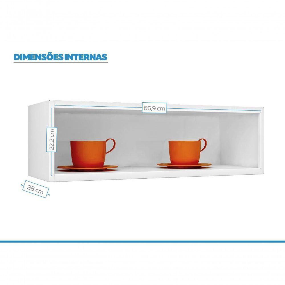 Armário Aéreo Cozinhas Itatiaia Luce 1 Porta Horizontal Preto - 2