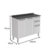 Balcão De Cozinha Com Tampo 3 Portas 2 Gavetas Luce - Itatiaia - 7