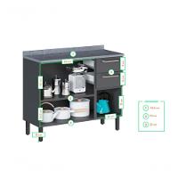 Balcão Cozinhas Itatiaia Midi Pop Art I3 2 Gavetas e 3 Portas Grafite