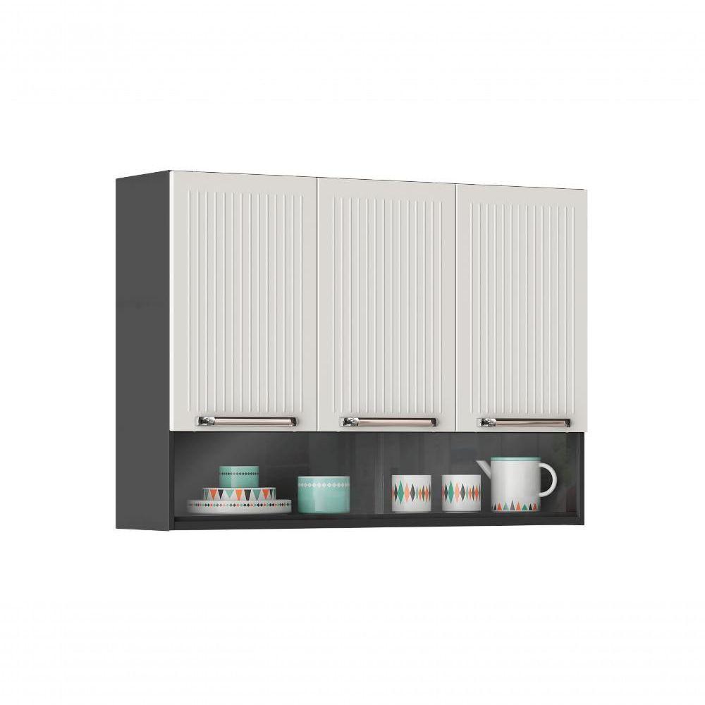 Armário Cozinhas Itatiaia Midi Pop Art i3 3 Portas com Nicho Grafite e branco - 3