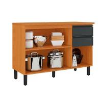 Balcão De Cozinha 3 Portas E 2 Gavetas Cinamomo E Grafite Namur - 2