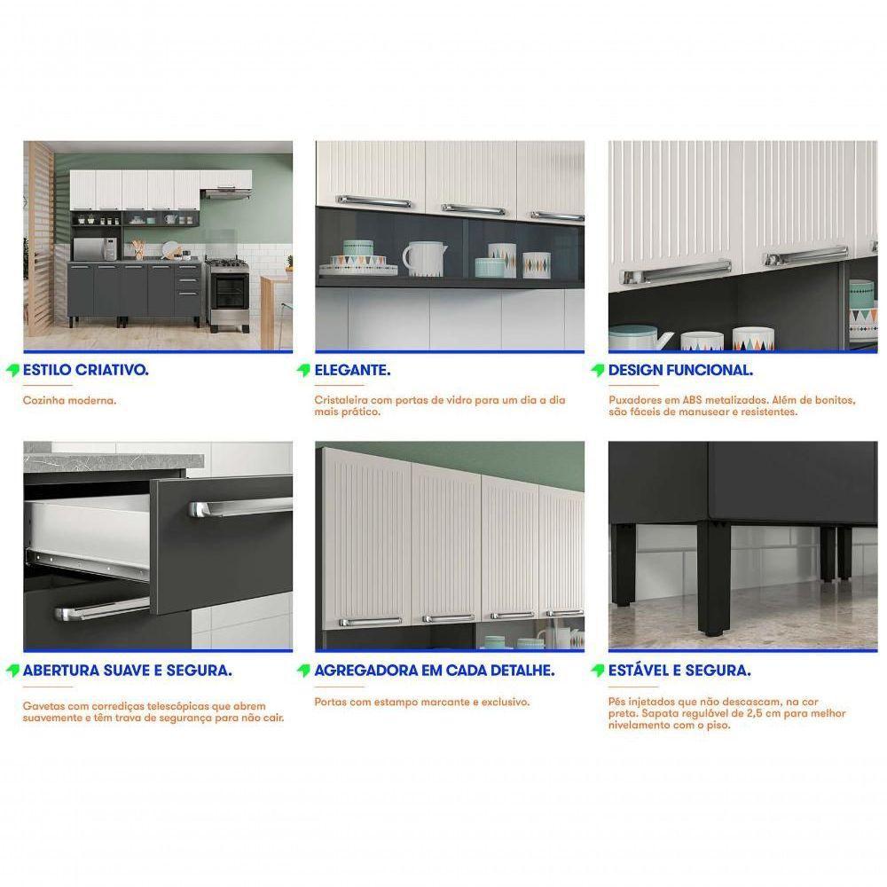 Cozinha Itatiaia Midi Pop Art I3 - 4 Peças Com Paneleiro - Grafite-branco - 8
