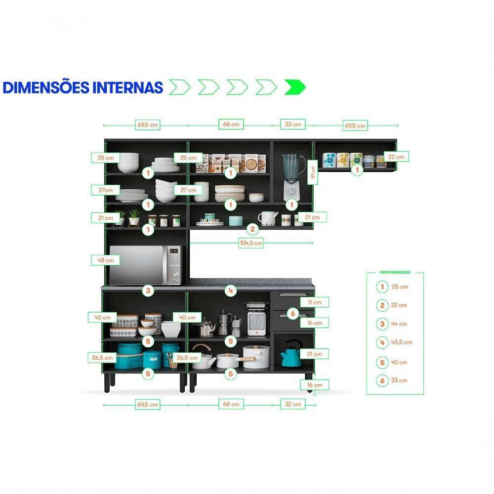 Cozinha Itatiaia Midi Pop Art I3 - 4 Peças Com Paneleiro - Grafite-branco - 10