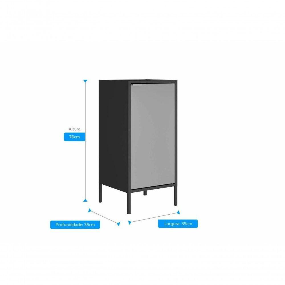 Balcão Alto Multiúso Itatiaia Smart - 1 Porta - Preto C/ Cinza Matte - 4