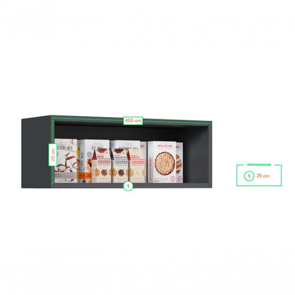 Armário Aéreo Horizontal Cozinhas Itatiaia Midi Pop Art I3 Grafite Branco - 3