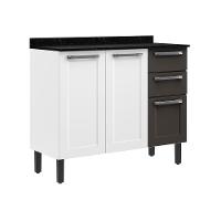 Balcão De Cozinha Itatiaia Em Aço 3 Portas 2 Gavetas Branco E Grafite Florença Branco  - 1