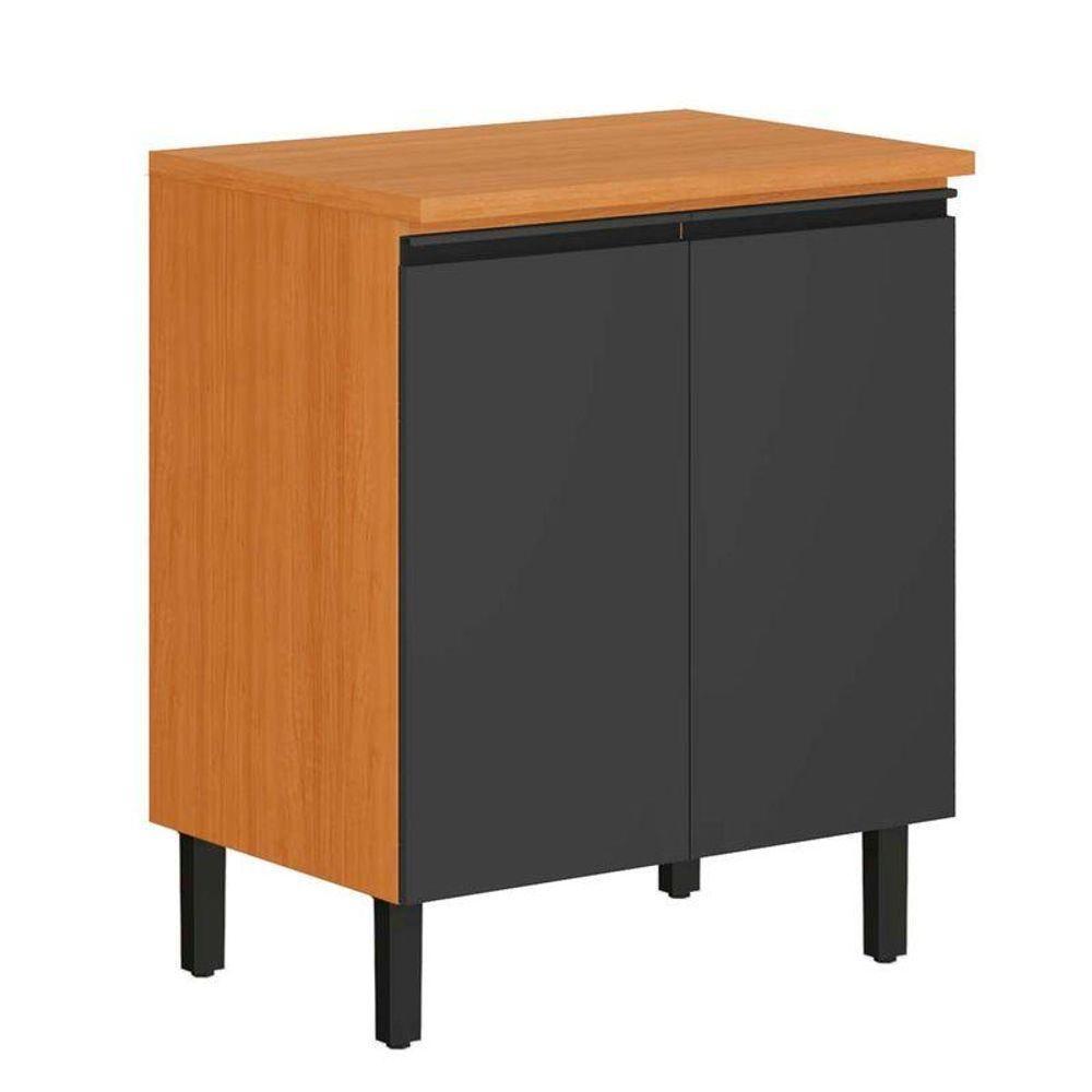 Balcão De Cozinha 2 Portas Cinamomo E Grafite Namur - 1