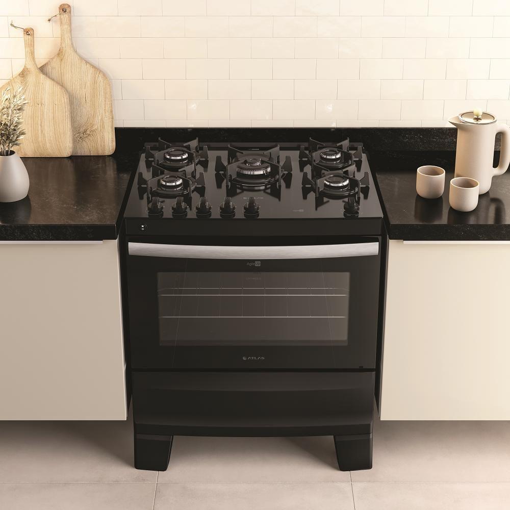 Fogão Atlas 5 Bocas Agile Up Com Mesa De Vidro Preto - Bivolt - 3