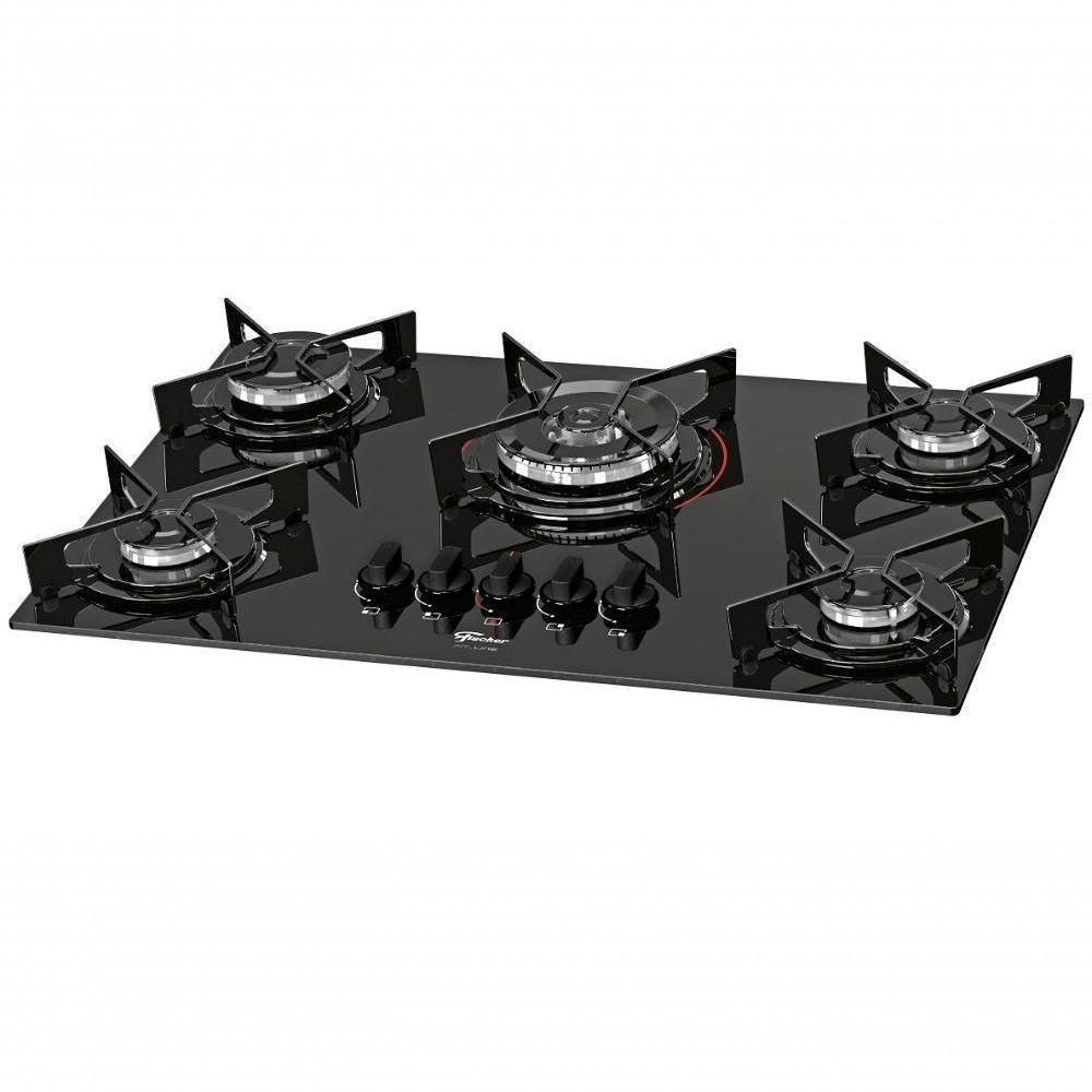 Cooktop Fisher 5 Bocas Fit Line Tripla Chama Preto - Bivolt - 1