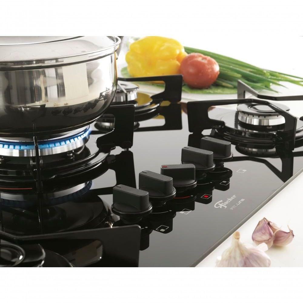 Cooktop Fisher 5 Bocas Fit Line Tripla Chama Preto - Bivolt - 7