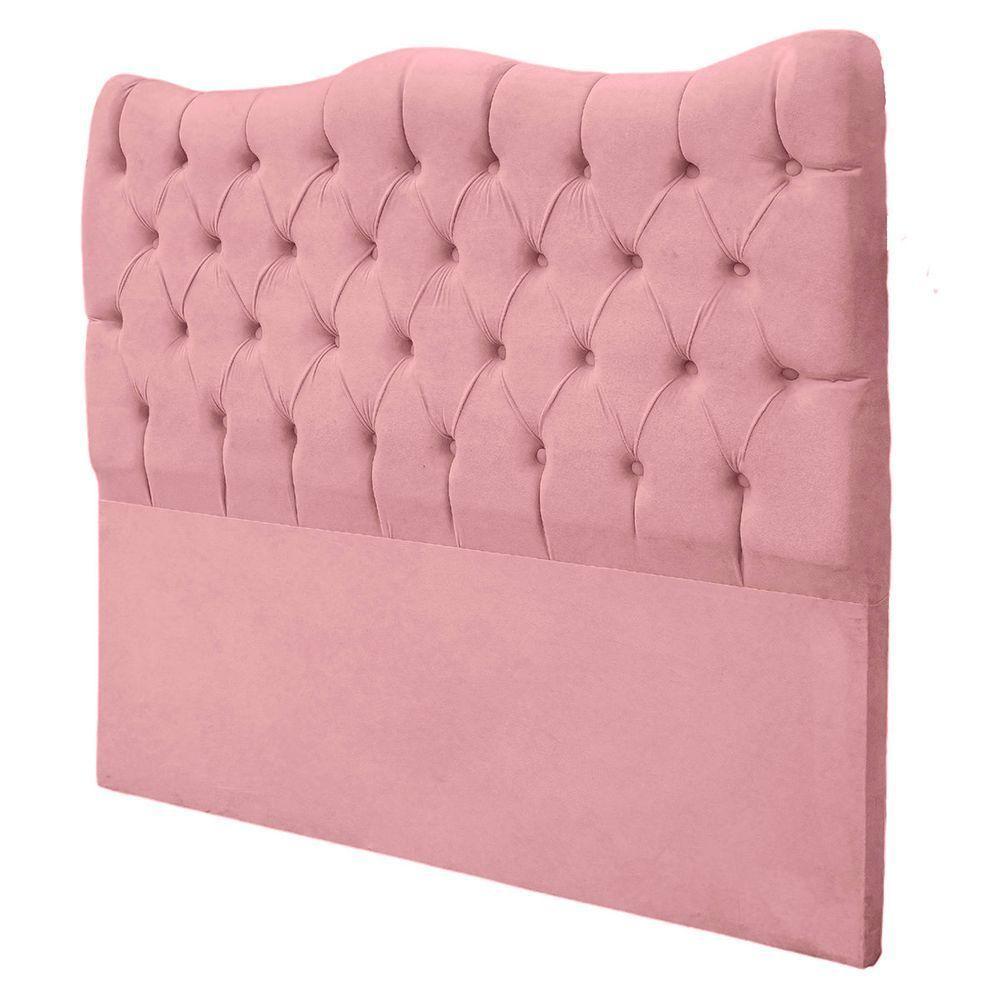 Cabeceira Casal Para Cama Box Estofada Dunas Veludo Cor Rosa Bebe - 5