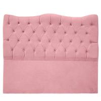 Cabeceira Casal Para Cama Box Estofada Dunas Veludo Cor Rosa Bebe - 1