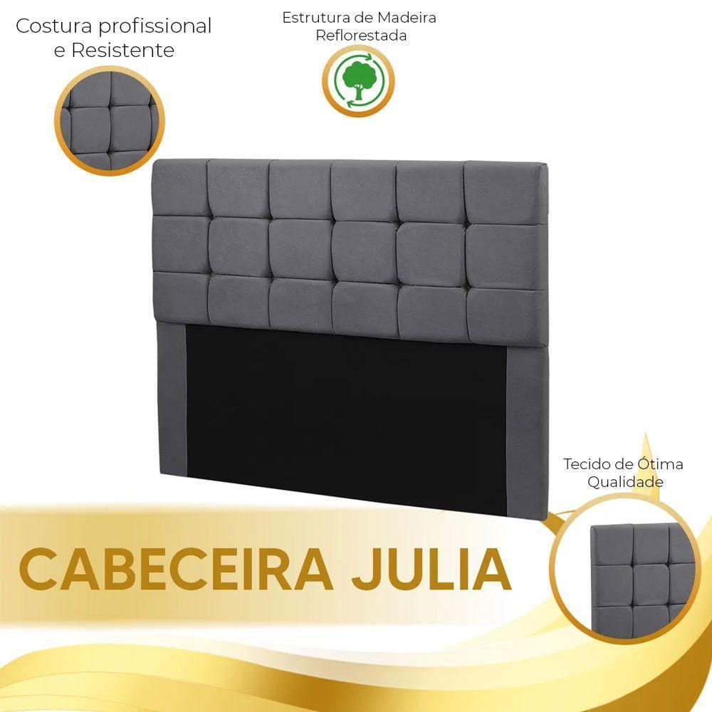 Cabeceira Cama Box Queen 1,60 Estofada Julia Sued Chumbo Speciale Home Chumbo - 3
