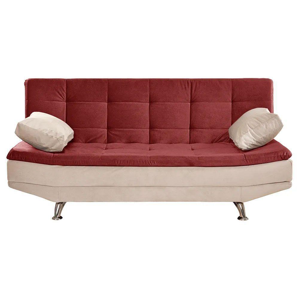 Sofá Cama Valencia 3 Lugares Reclinável Material Vinho Com Marfim - Speciale Home Vinho Com Marfim - 3