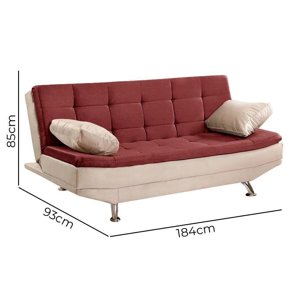 Sofá Cama Valencia 3 Lugares Reclinável Material Vinho Com Marfim - Speciale Home Vinho Com Marfim - 7